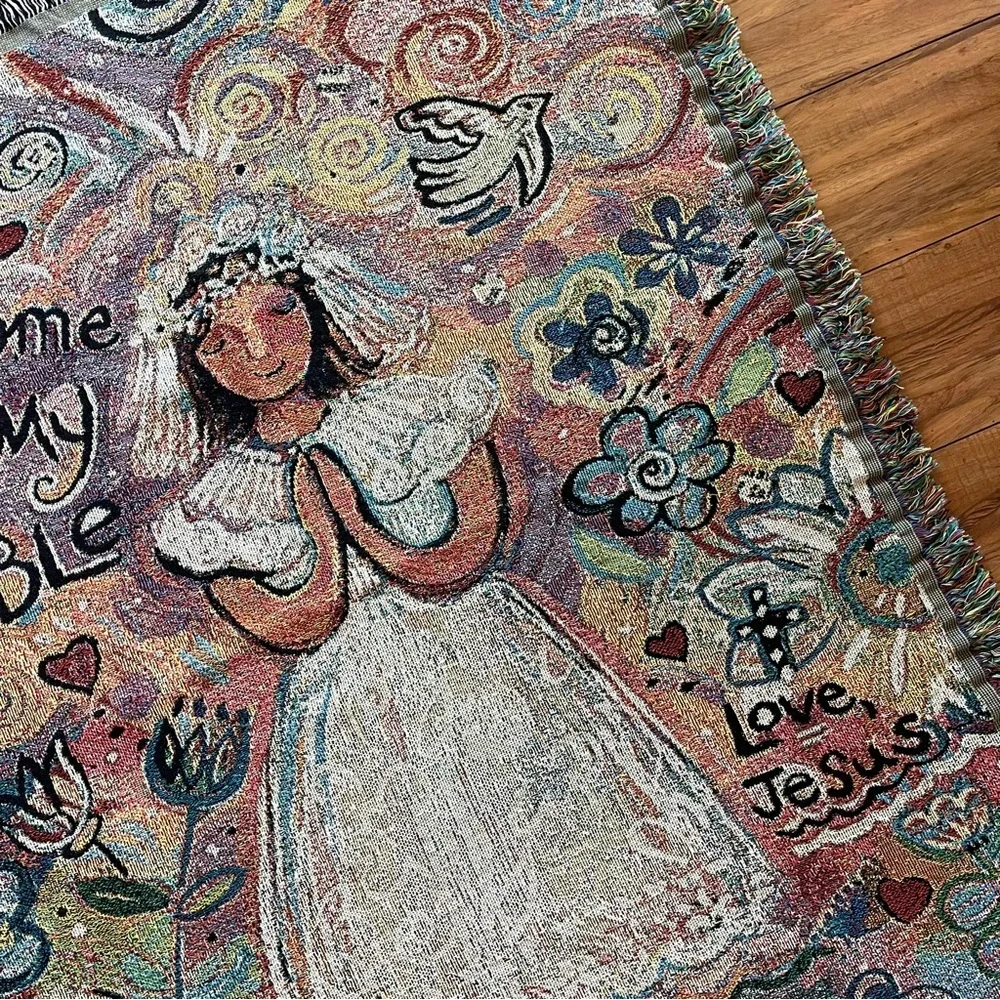 First Communion Girl Tapestry By Jen Norton Welcome to My Table Tapestry Throw